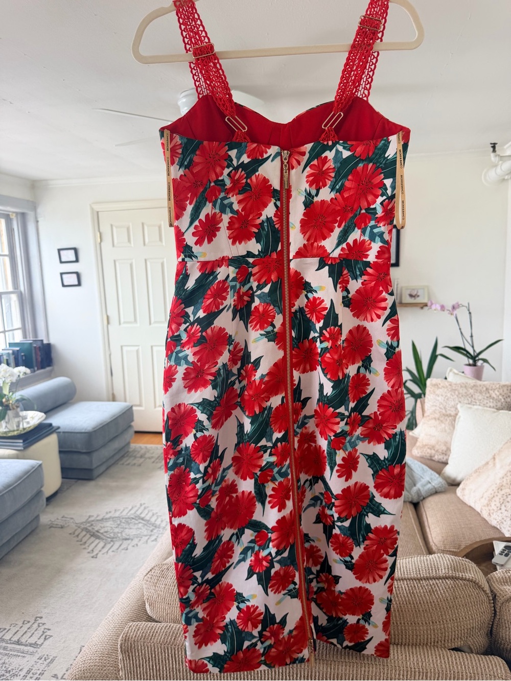 Bronx and Banco Red Floral Midi Dress - Picture 2 of 3
